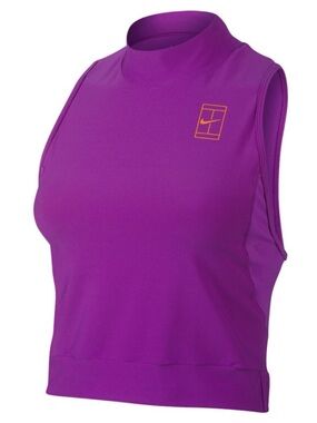 Nike Dri-Fit Baseline Tennis Racerback Mock Neck Crop Tank Small